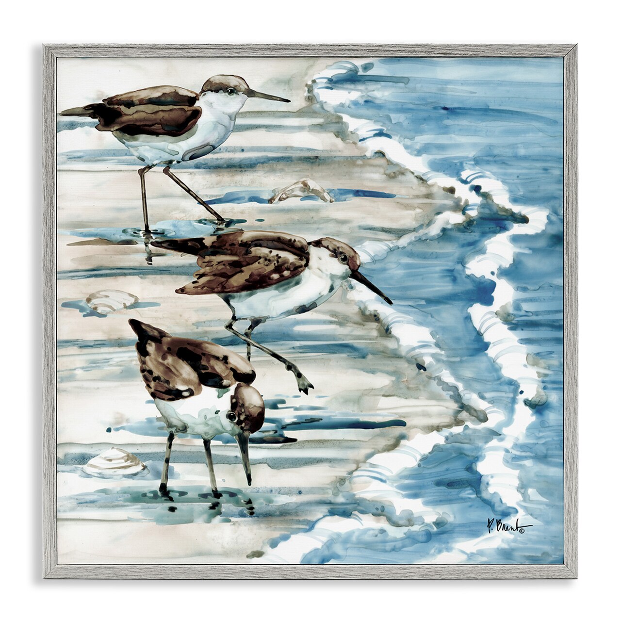 Stupell Industries Rockhampton Sandpipers Beach Ripples Framed Giclee Art
